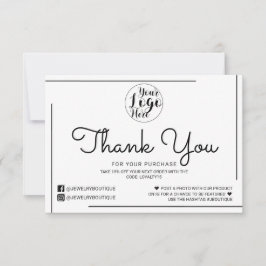 White Black Border Script Logo Klant Bedankt