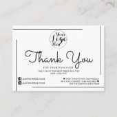 White Black Border Script Logo Klant Bedankt Visitekaartje (Voorkant)