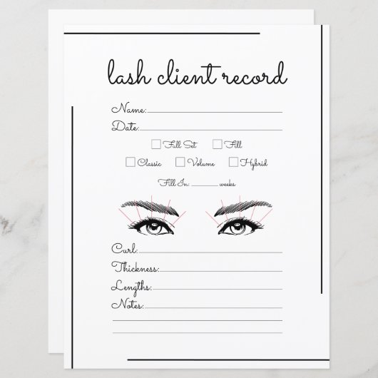 White Black Border Script Logo Lash Client Record (Voorkant / Achterkant)