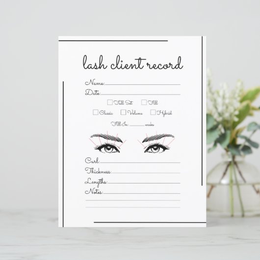 White Black Border Script Logo Lash Client Record (Staand voorkant)