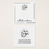 White Black Border Script Logo Ring Display Vierkante Visitekaartjes (Voorkant /achterkant)