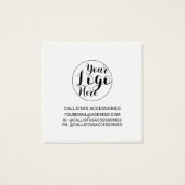 White Black Border Script Logo Ring Display Vierkante Visitekaartjes (Achterkant)