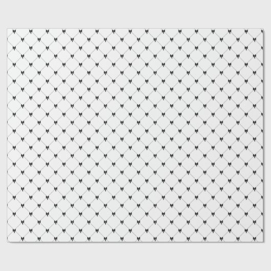 White & Black Bow Gift Wrapping Paper Cadeaupapier (Vlak)