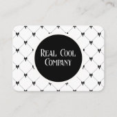 White & Black Bow Monogram Business Card Visitekaartje (Voorkant)