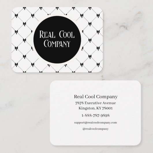White & Black Bow Monogram Business Card Visitekaartje (Voorkant / Achterkant)