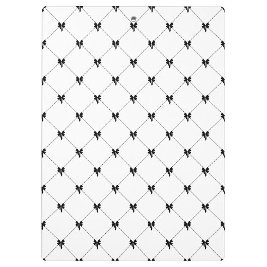 White & Black Bow Monogram Klembord (Achterkant)