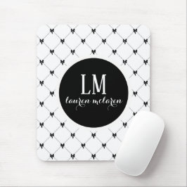 White & Black Bow Monogram Muismat