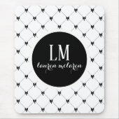 White & Black Bow Monogram Muismat (Voorkant)