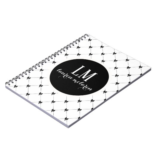 White & Black Bow Monogram Notitieboek (Linkerzijde)