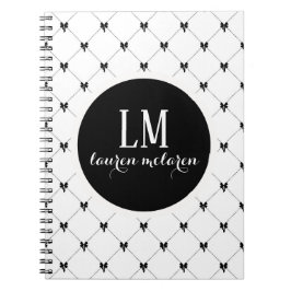 White & Black Bow Monogram Notitieboek