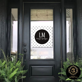 White & Black Bow Monogram Raamsticker