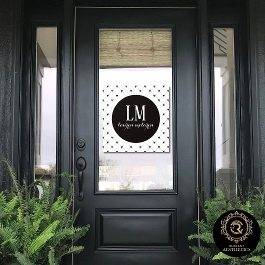 White & Black Bow Monogram Raamsticker