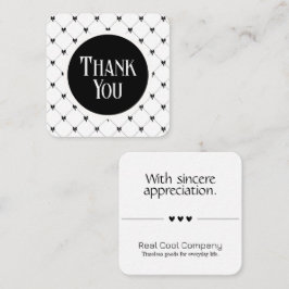 White & Black Bow Monogram Thank You Card Informatiekaartje