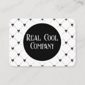 White & Black Bow Monogram Visitekaartje (Voorkant)