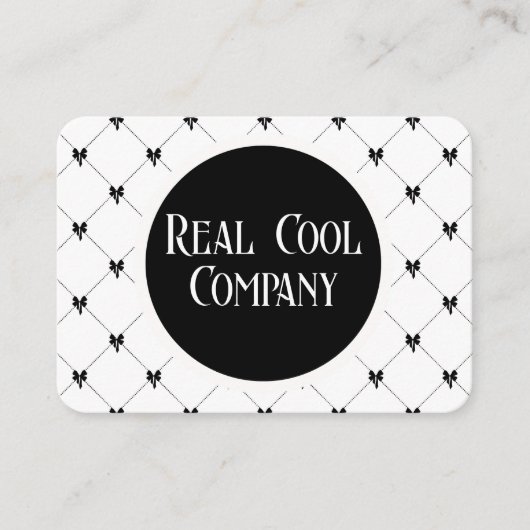 White & Black Bow Monogram Visitekaartje (Voorkant)