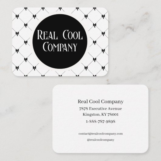 White & Black Bow Monogram Visitekaartje (Voorkant / Achterkant)