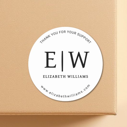 White Black Branded Bedrijfsbedrijf Dank u Ronde Sticker