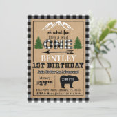White Black Buffalo Pset Birthday Invitation Kaart (Staand voorkant)