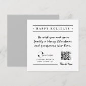 White Black Business Logo QR-code kerstmis eenvoud Feestdagenkaart (Voorkant / Achterkant)