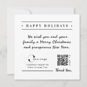 White Black Business Logo QR-code kerstmis eenvoud Feestdagenkaart (Voorkant)