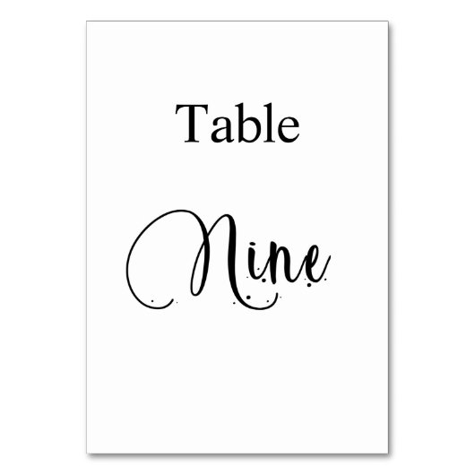 White Black calligraphy table negen 9 Kaart (Achterkant)