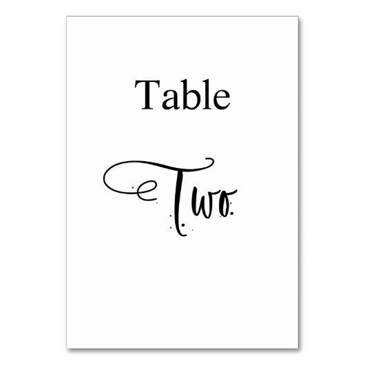 White Black calligraphy table two elegant Kaart (Voorkant)