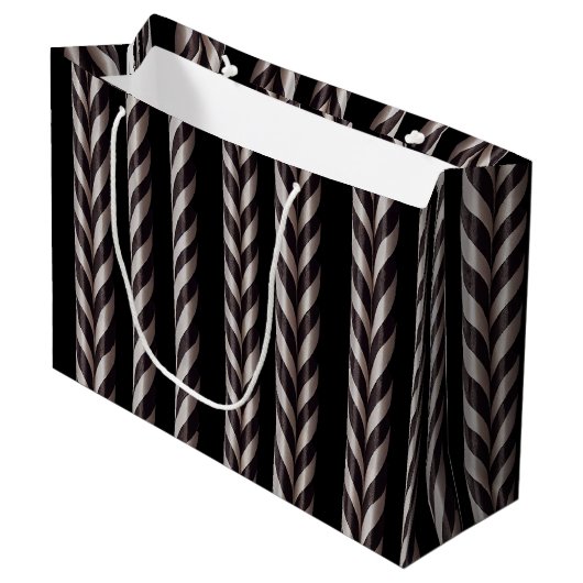 White & Black Candy Cane Gothmas Gift Bag Groot Cadeauzakje (Voorkant Gekanteld)