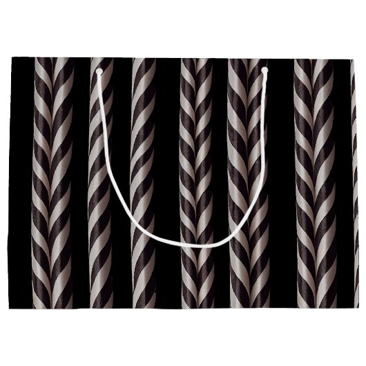 White & Black Candy Cane Gothmas Gift Bag Groot Cadeauzakje (Achterkant)