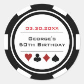 White Black Casino Poker Chip Birthday Ronde Sticker (Voorkant)