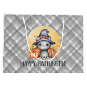 White Black Cat Happy Halloween Groot Cadeauzakje (Achterkant)