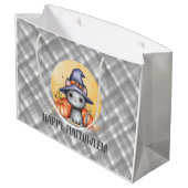 White Black Cat Happy Halloween Groot Cadeauzakje (Achterkant Gekanteld)