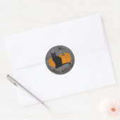 White Black Cat Happy Halloween Ronde Sticker (Envelop)