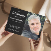 White Black Celebration of Life with Photo Funeral Kaart