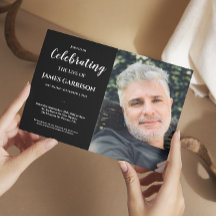 White Black Celebration of Life with Photo Funeral