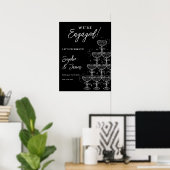 White Black Champagne Tower Engagement Welcome Poster (Thuiskantoor)