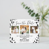 White & Black Cheetah Leopard Save the Date (Staand voorkant)