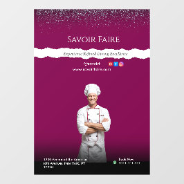 White Black Chef Restaurants and Food Lovers Raamsticker