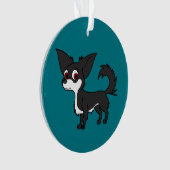 White & Black Chihuahua met Long Hair Ornament (voorkant)