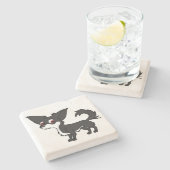 White & Black Chihuahua met Long Hair Stenen Onderzetter (Zijkant)