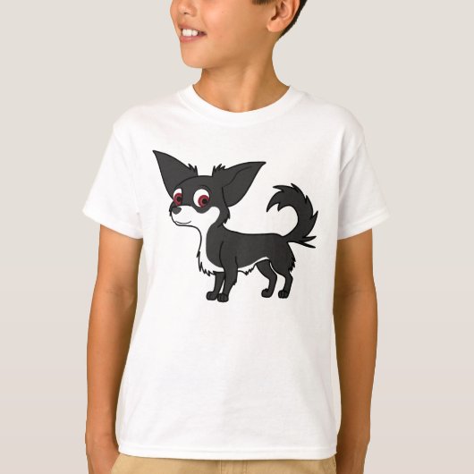 White & Black Chihuahua met Long Hair T-shirt (Voorkant)