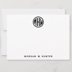 White Black Circle Monogram Font DIY BG Bedankkaart