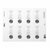 White Black Circle Monogram Font DIY BG Etiket (Full Sheet)