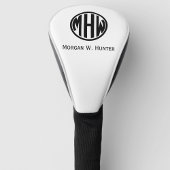 White Black Circle Monogram Font DIY BG Golfheadcover