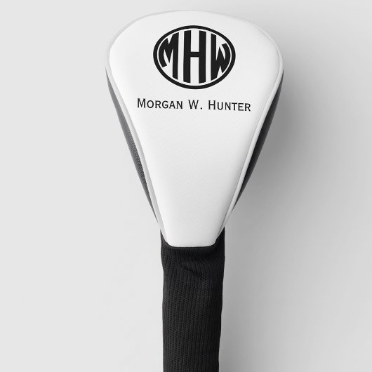 White Black Circle Monogram Font DIY BG Golfheadcover