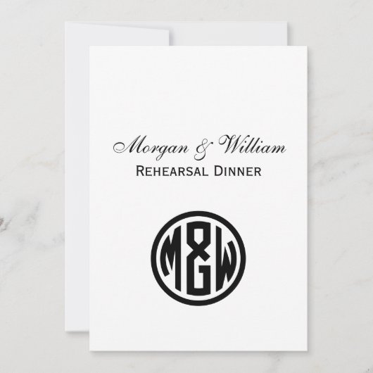 White Black Circle Monogram Font DIY BG Kaart (Voorkant)