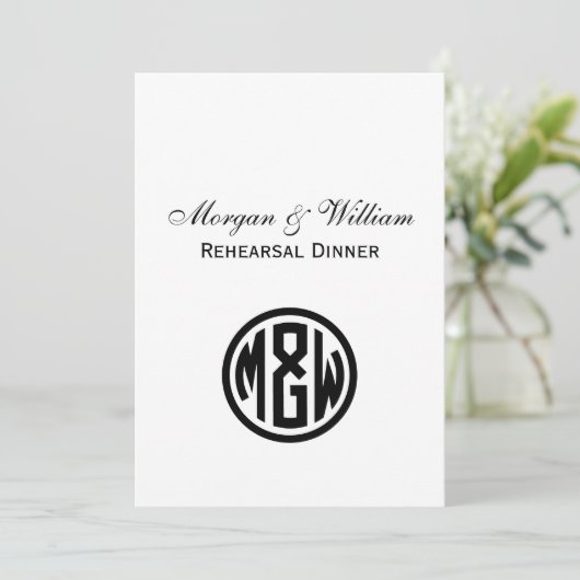 White Black Circle Monogram Font DIY BG Kaart (Staand voorkant)