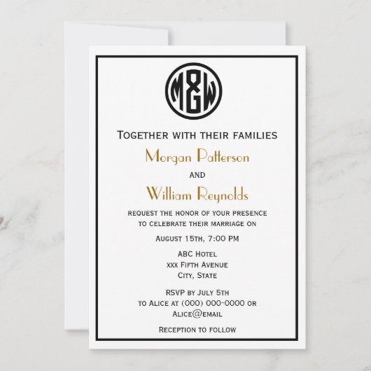 White Black Circle Monogram Font DIY BG Kaart (Voorkant)