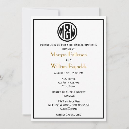 White Black Circle Monogram Font DIY BG Kaart (Voorkant)