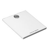 White Black Circle Monogram Font DIY BG Notitieblok (Schuin)