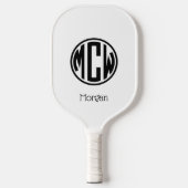 White Black Circle Monogram Font DIY BG Pickleball Paddle (Voorkant)